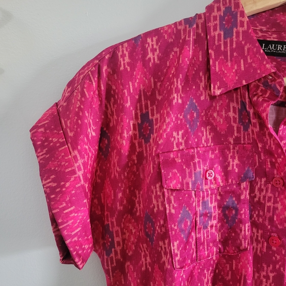 LAUREN RALPH LAUREN Geo-Print Shantung Midi Dress Size 2 - Picture 7 of 14